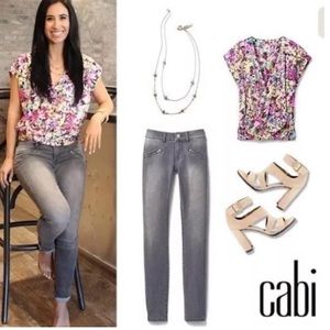 CAbi Floral Eden Purple Faux Blouse